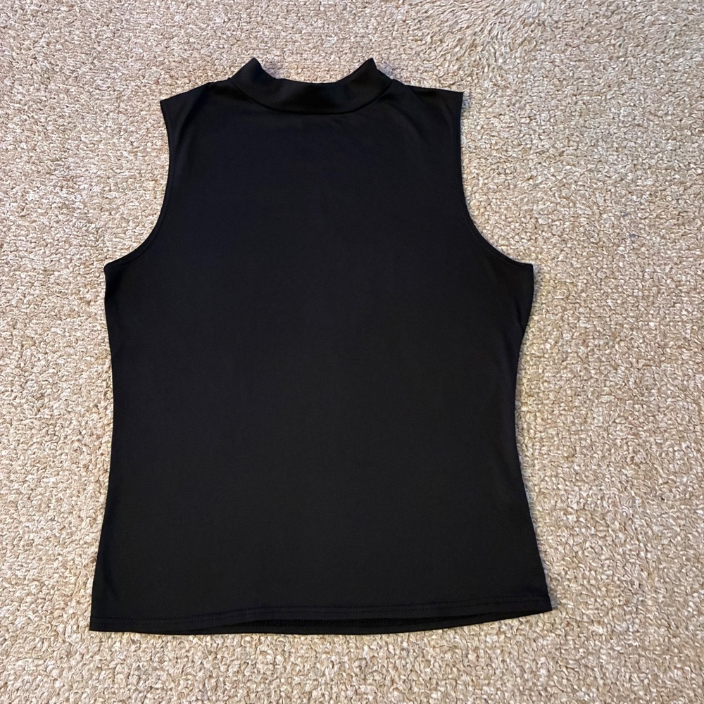 Olivia Rae Mock Neck Sleeveless Top Black Stretch Knit Women's S